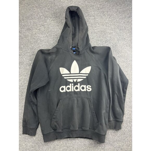 Adidas Hoodie Mens Extra Large Black Trefoil Pullover Originals Big Logo - Picture 1 of 8